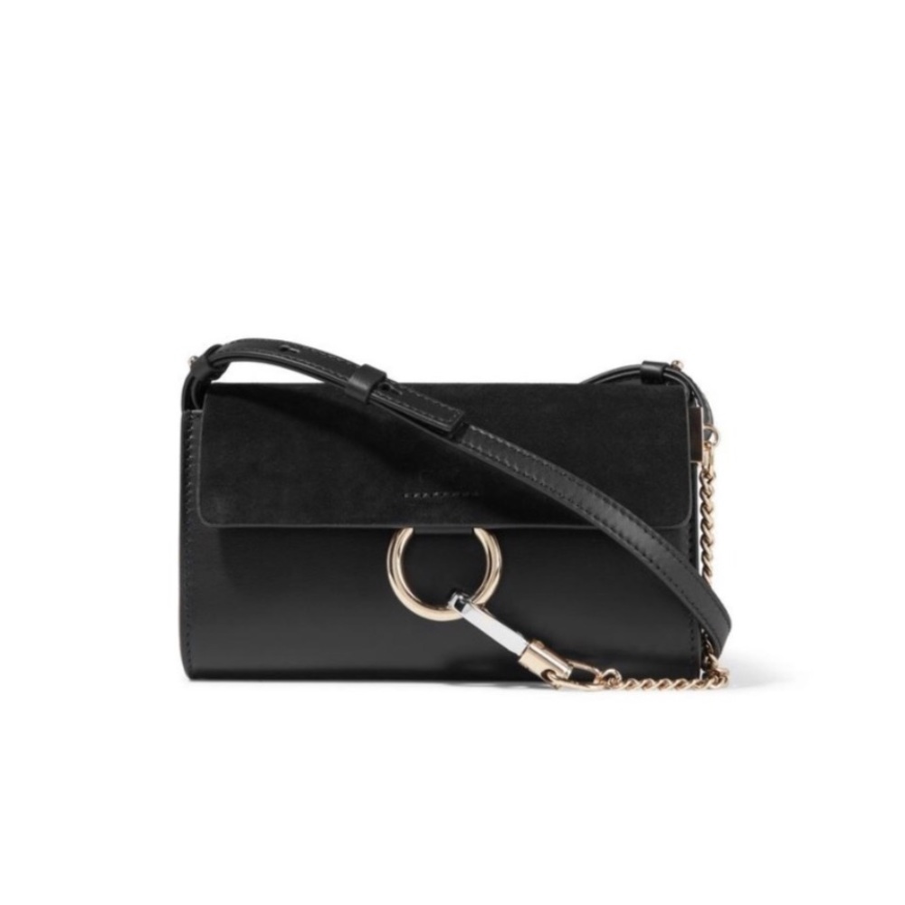Chloe Faye Mini Black Leather Crossbody Bag